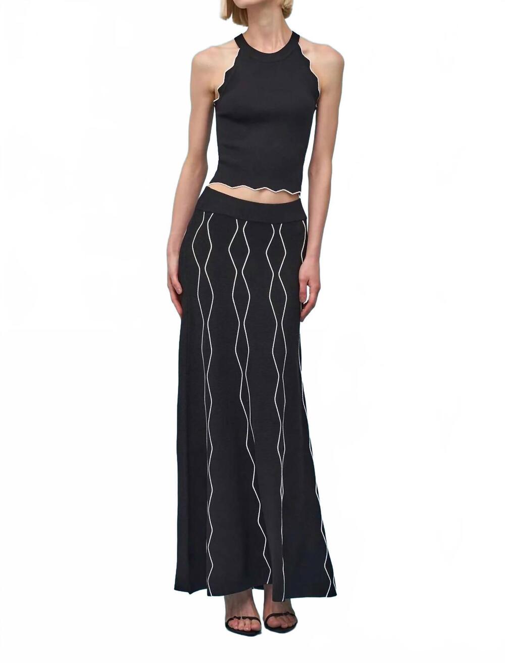 NEW ASTRID azzura top and maxi skirt set in black